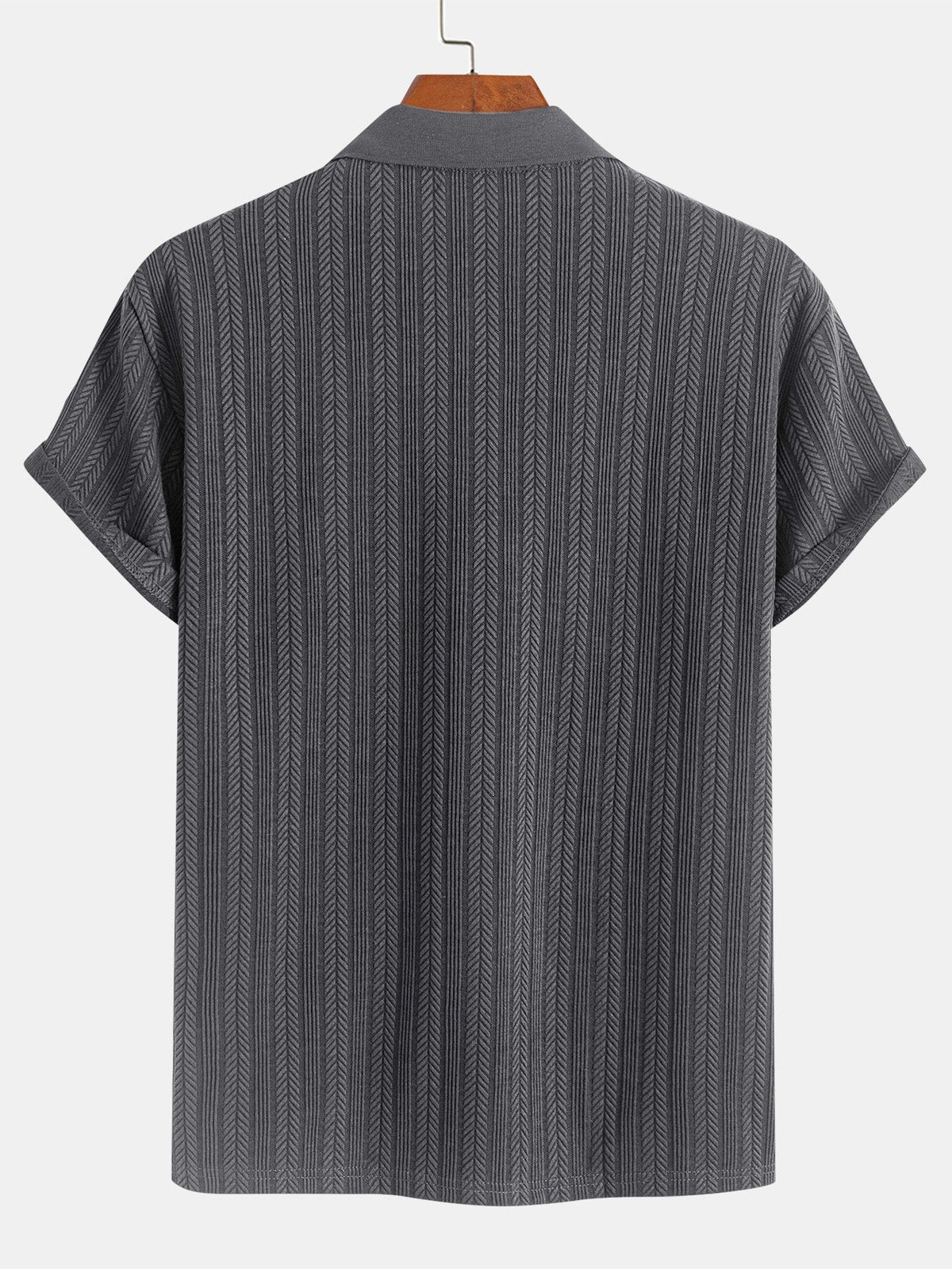 Men’s Textured Zip Polo – Premium Short Sleeve Casual Shirt