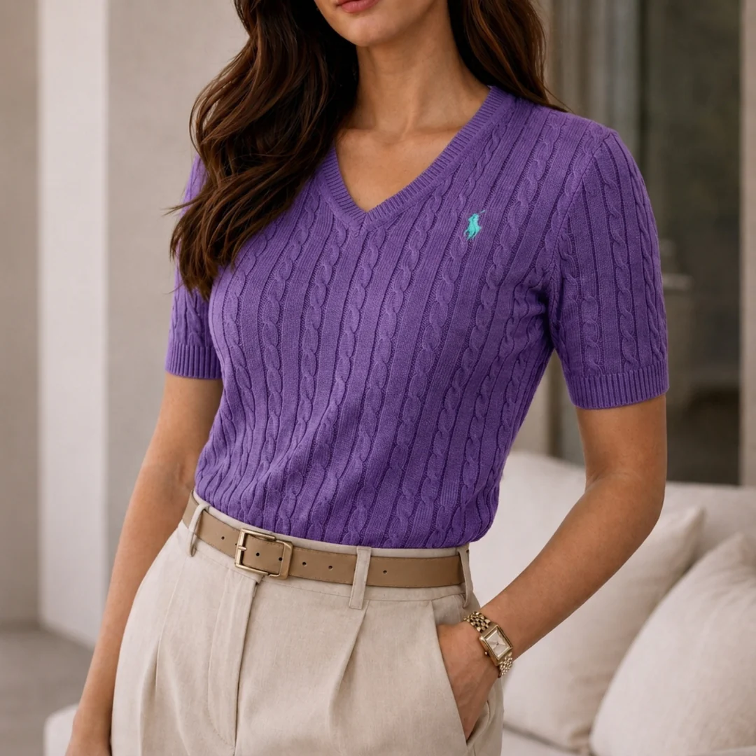Luxe Knit V-Neck Tee - Clearance Sale