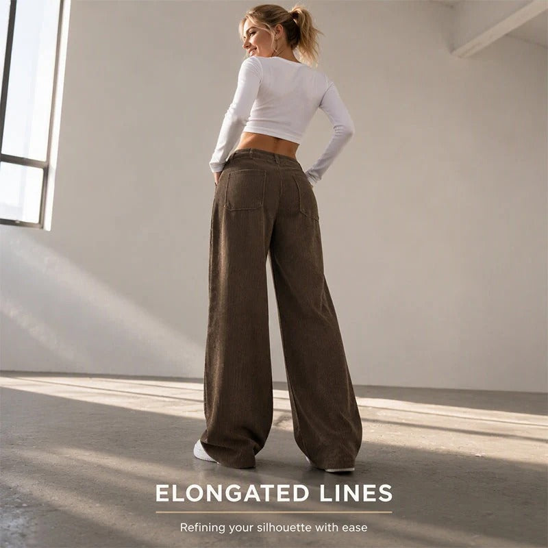 Women's Wide Leg Corduroy Pants – High Waist Casual Trousers