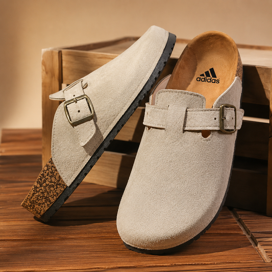 Premium Suede Buckle Clogs – Comfortable Slip-On Sandals