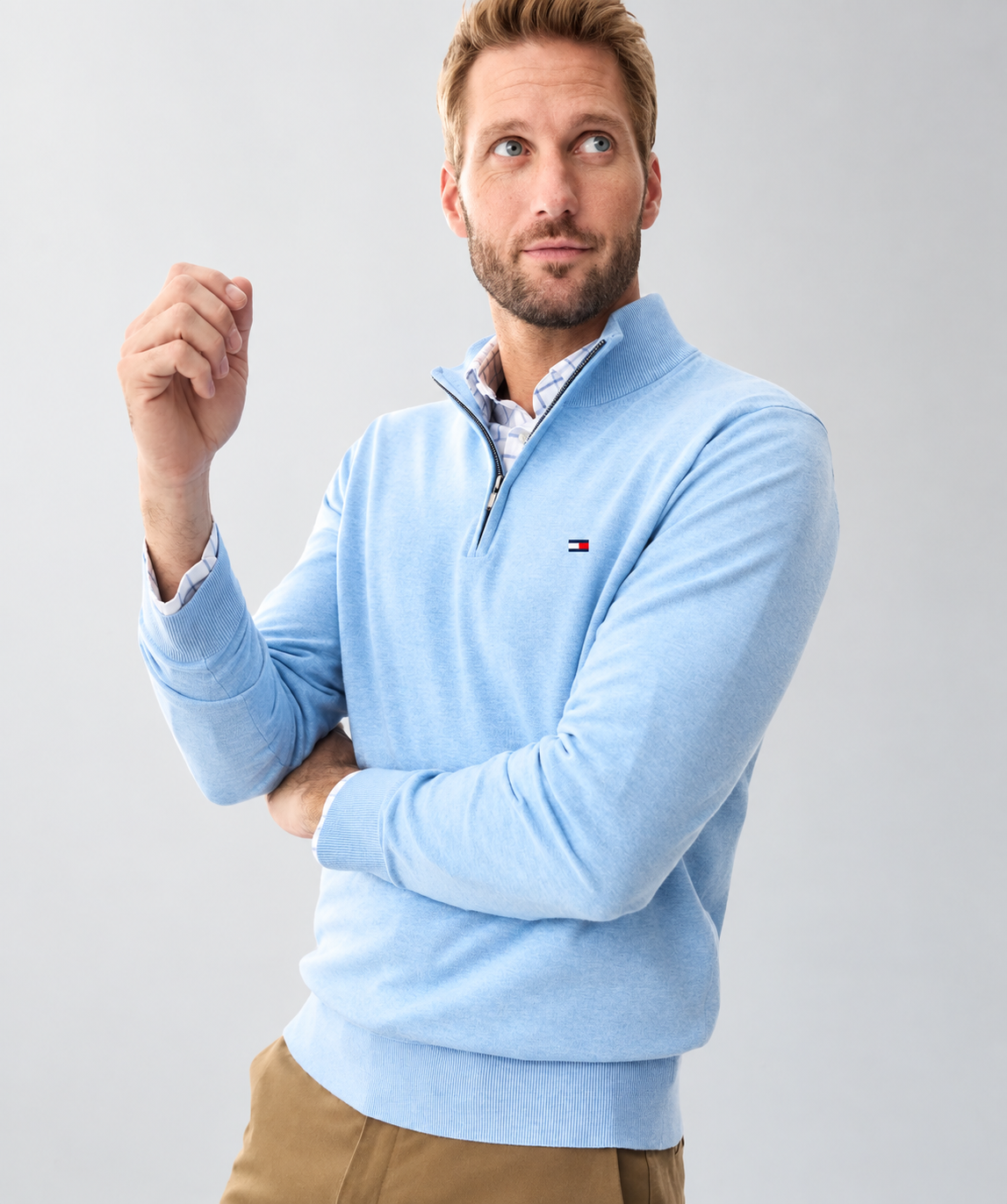 Quarter-Zip Sweater – Men's Heather Cotton Pullover