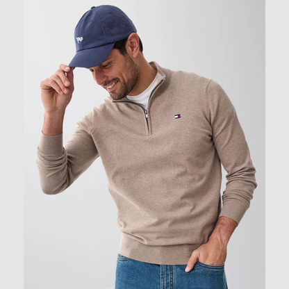 Quarter-Zip Sweater – Men's Heather Cotton Pullover