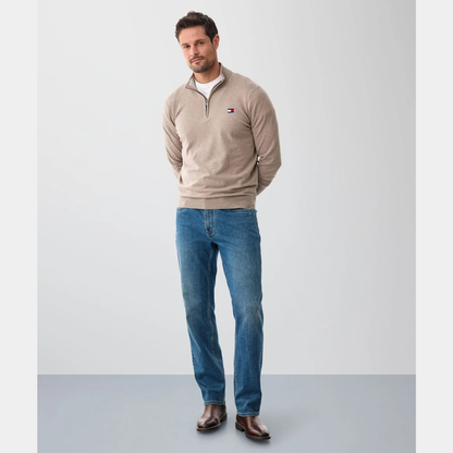 Quarter-Zip Sweater – Men's Heather Cotton Pullover