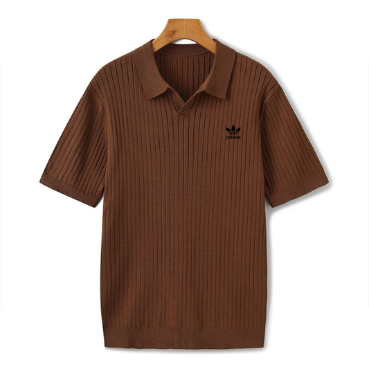 Premium Ribbed Knit Polo Shirt