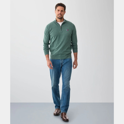 Quarter-Zip Sweater – Men's Heather Cotton Pullover