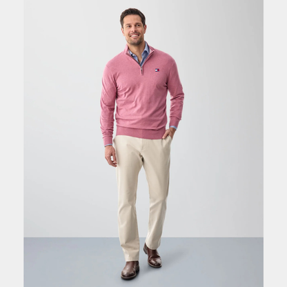 Quarter-Zip Sweater – Men's Heather Cotton Pullover
