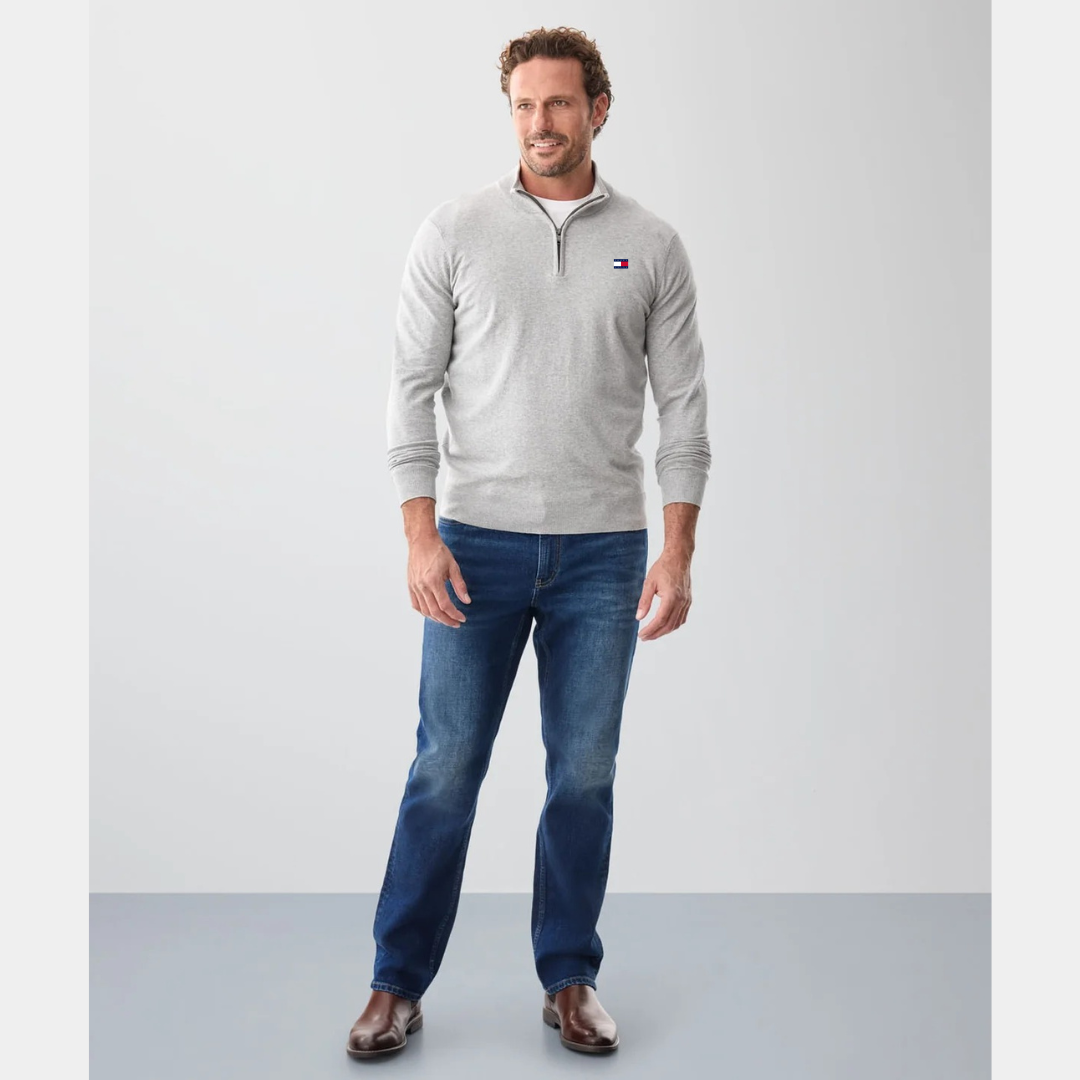 Quarter-Zip Sweater – Men's Heather Cotton Pullover