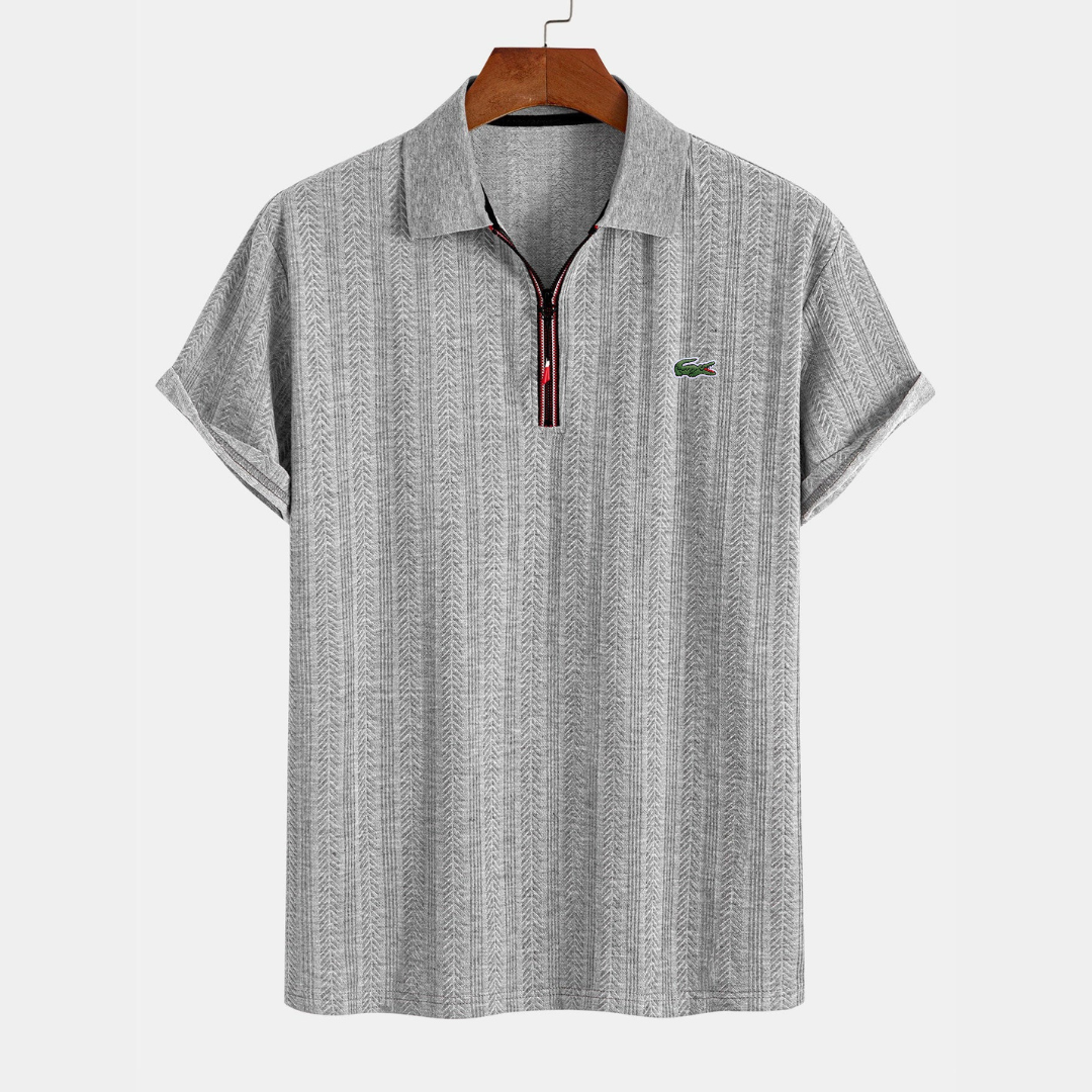 Men’s Textured Zip Polo – Premium Short Sleeve Casual Shirt