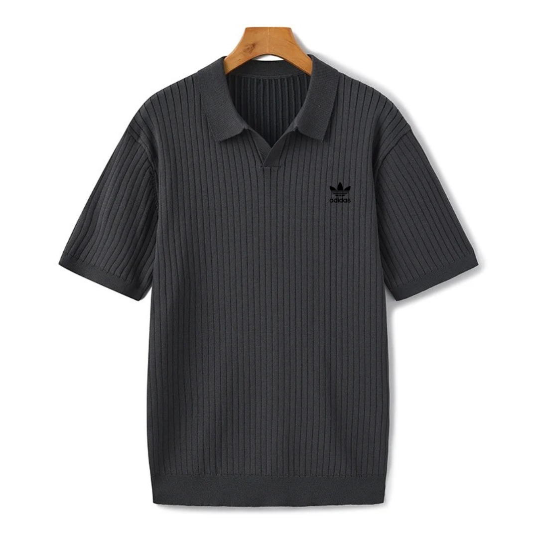 Premium Ribbed Knit Polo Shirt