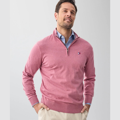 Quarter-Zip Sweater – Men's Heather Cotton Pullover