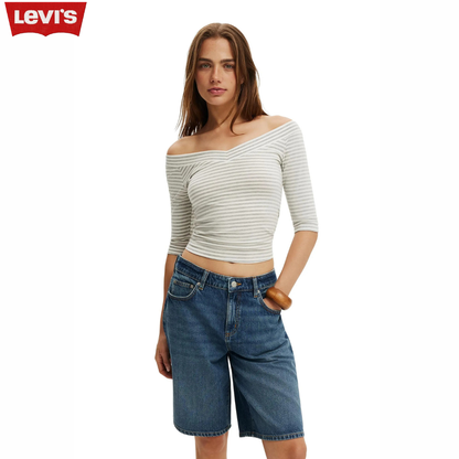 LVS Relaxed Fit Denim Bermuda Shorts