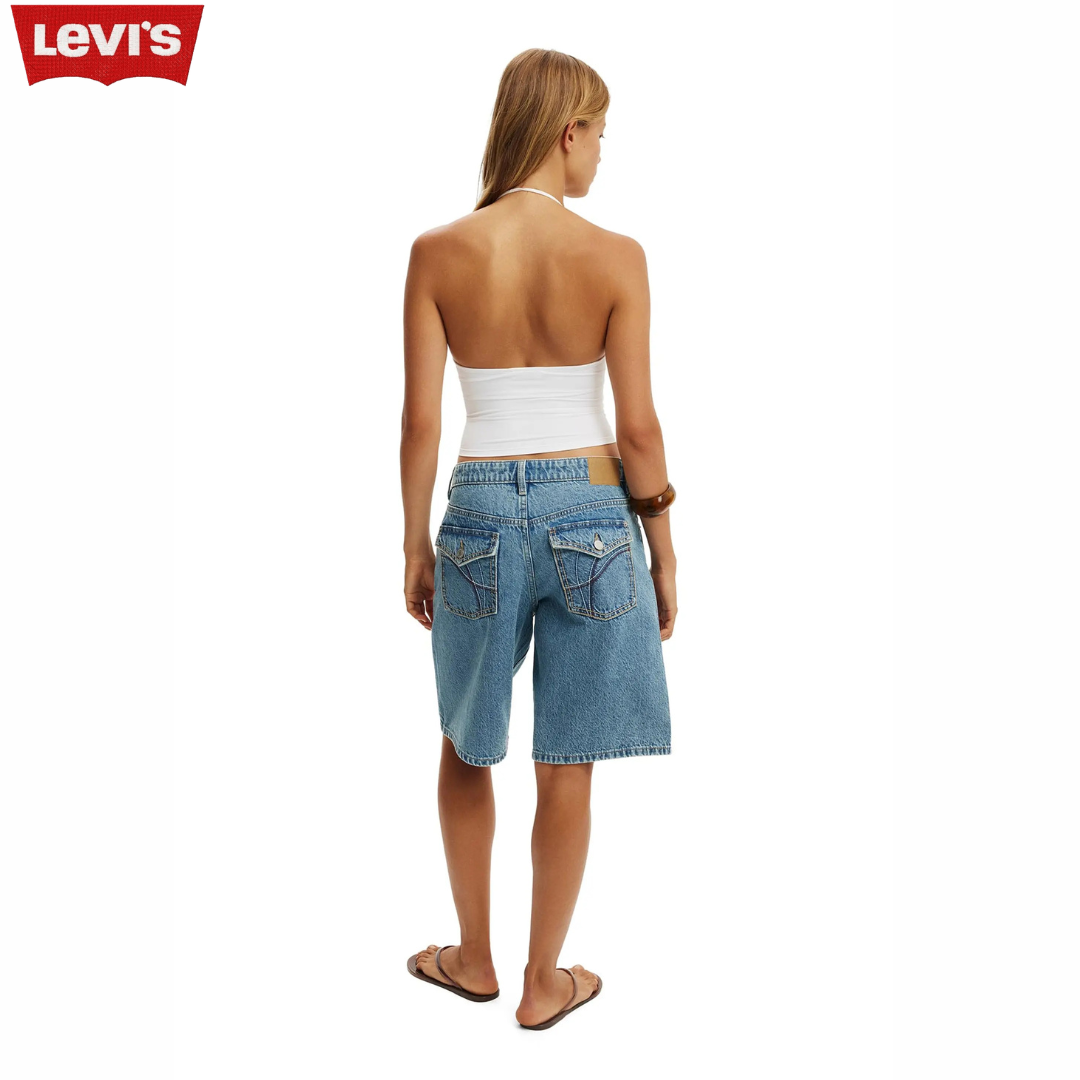 LVS Relaxed Fit Denim Bermuda Shorts