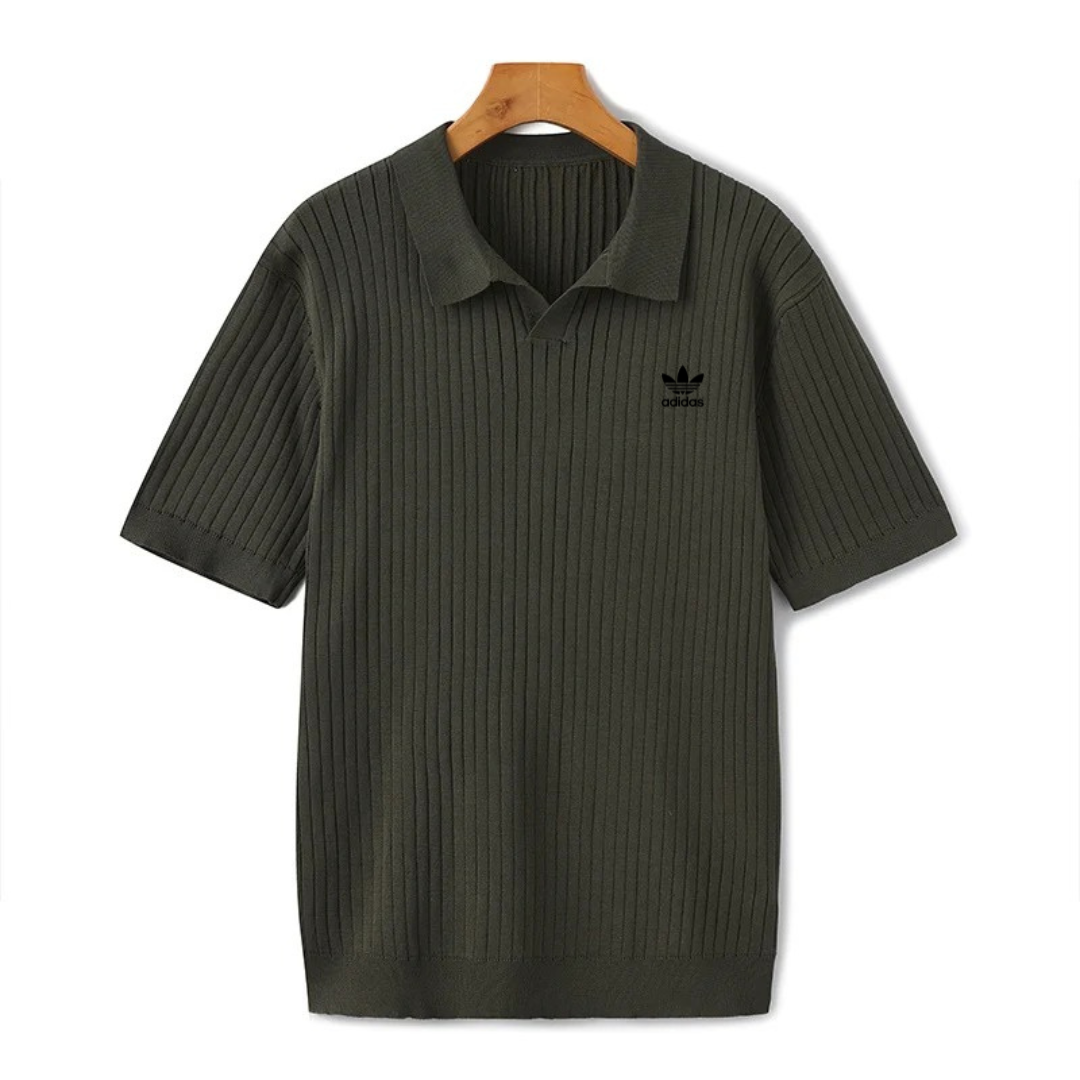Premium Ribbed Knit Polo Shirt