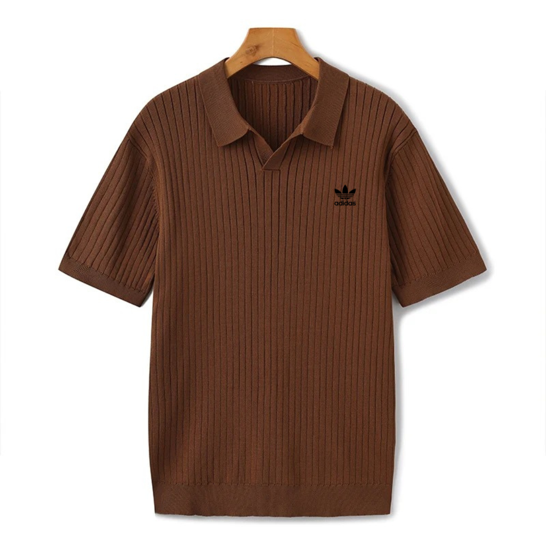 Premium Ribbed Knit Polo Shirt