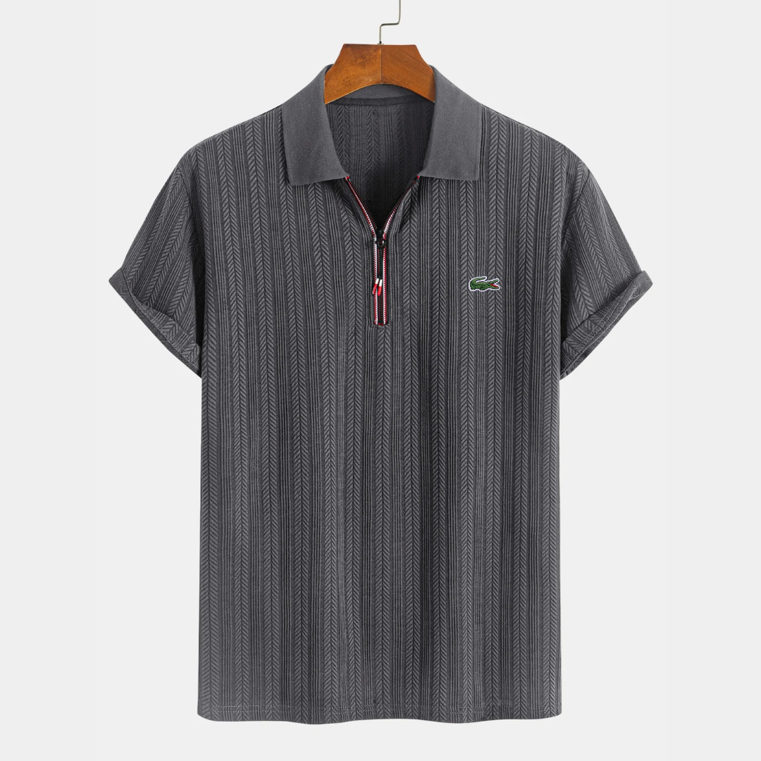 Men’s Textured Zip Polo – Premium Short Sleeve Casual Shirt