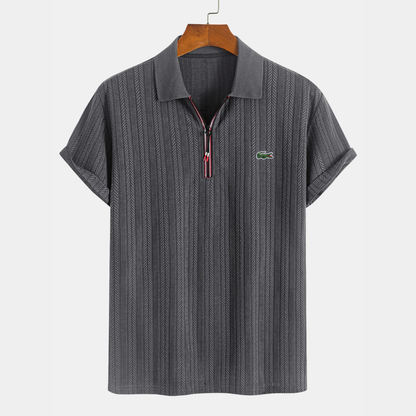 Men’s Textured Zip Polo – Premium Short Sleeve Casual Shirt