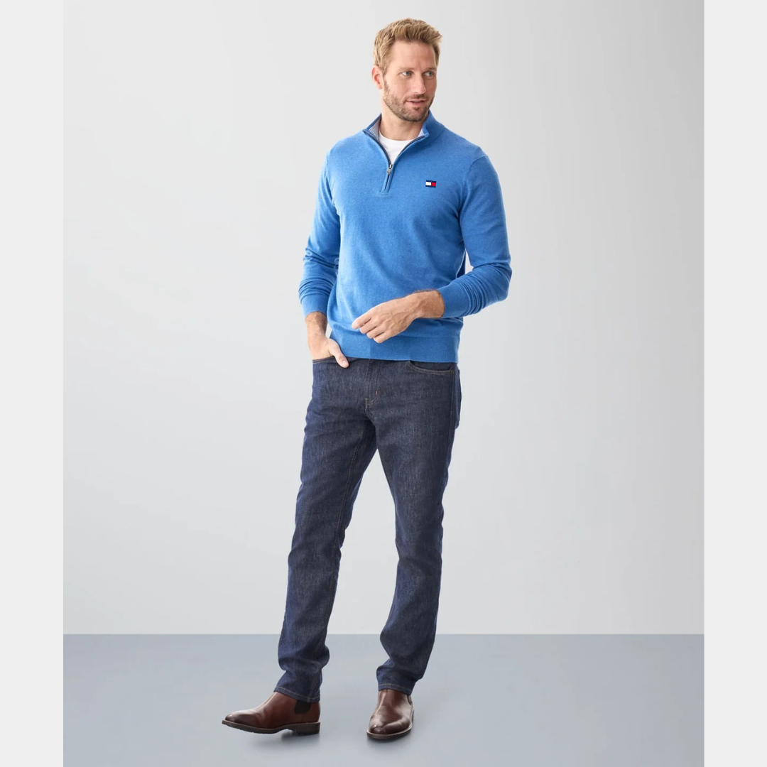 Quarter-Zip Sweater – Men's Heather Cotton Pullover