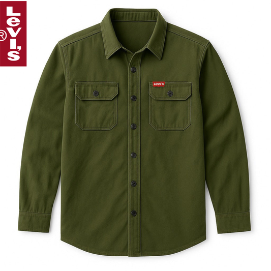 Men’s Utility Shirt Jacket – Military Style Button-Up Overshirt