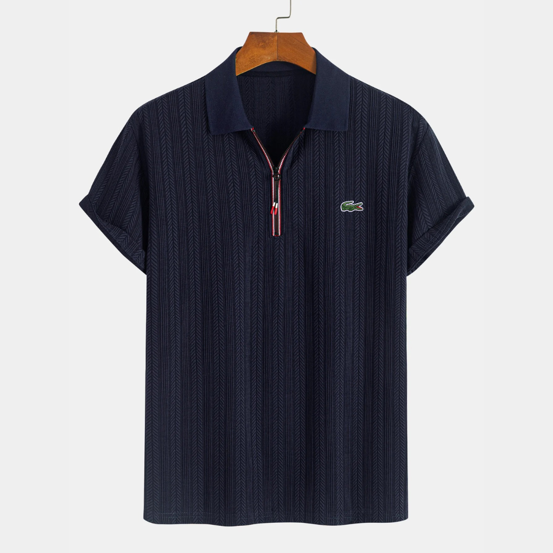 Men’s Textured Zip Polo – Premium Short Sleeve Casual Shirt