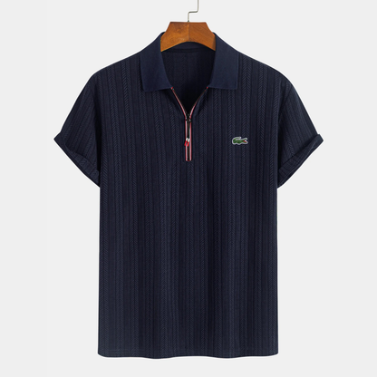 Men’s Textured Zip Polo – Premium Short Sleeve Casual Shirt