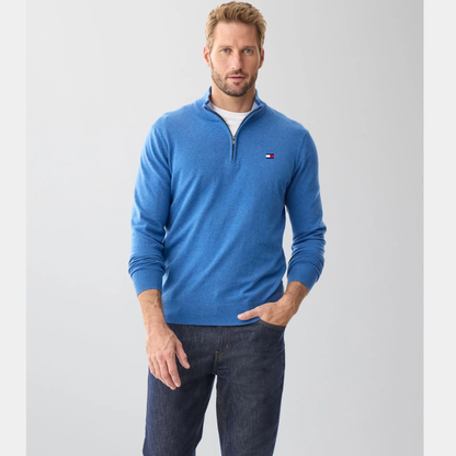 Quarter-Zip Sweater – Men's Heather Cotton Pullover