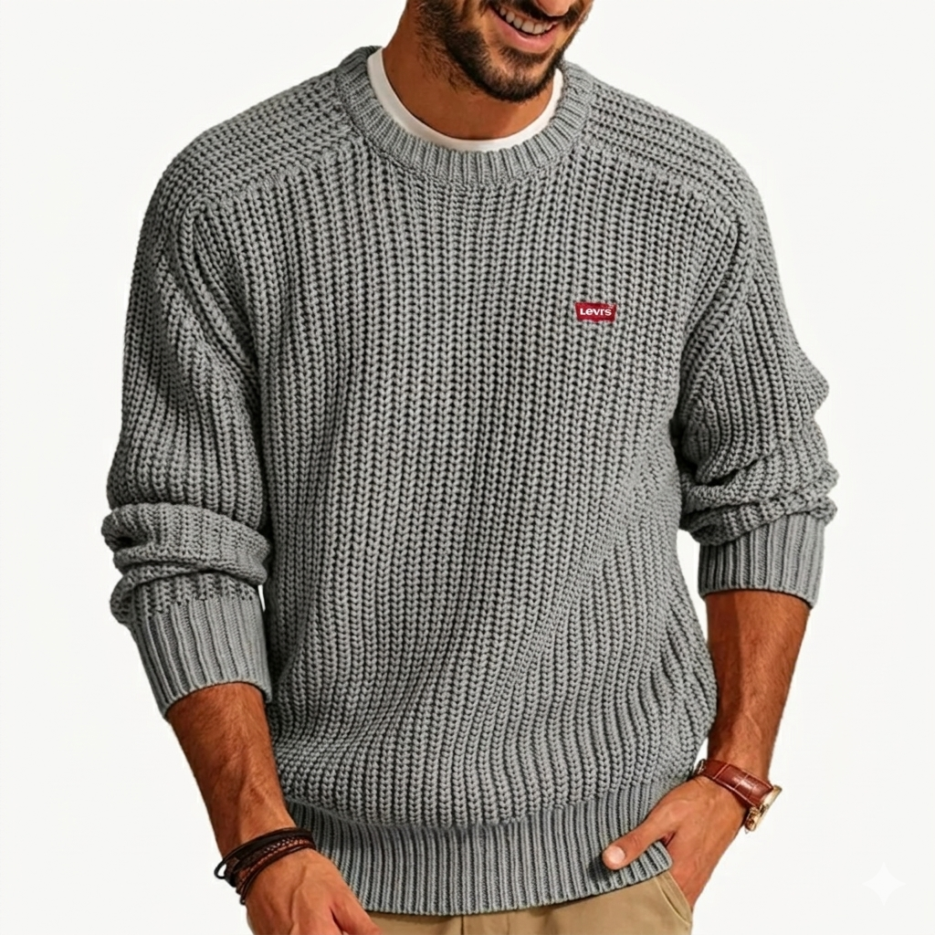 Men’s Premium Knit Sweater – Casual Warm Crew Neck Pullover
