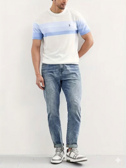 Men’s Premium Striped Knit T-Shirt – Casual Modern Style