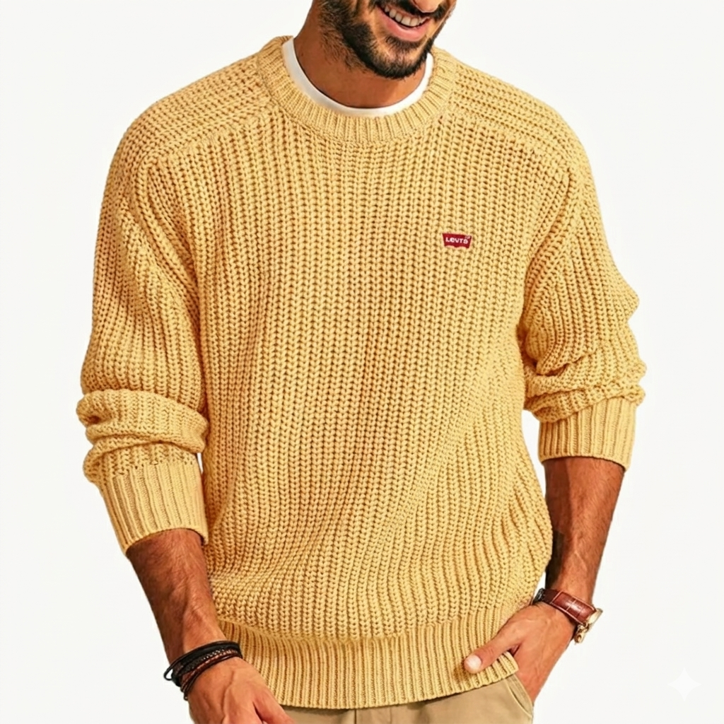 Men’s Premium Knit Sweater – Casual Warm Crew Neck Pullover