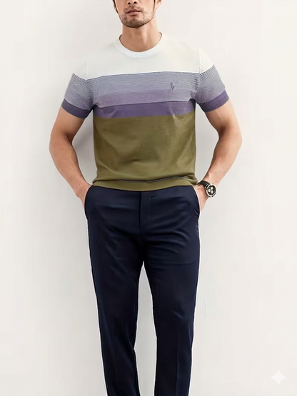 Men’s Premium Striped Knit T-Shirt – Casual Modern Style