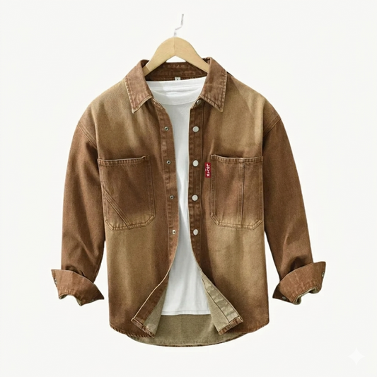 Vintage Washed Cotton Shirt Jacket – Casual Smart Fit