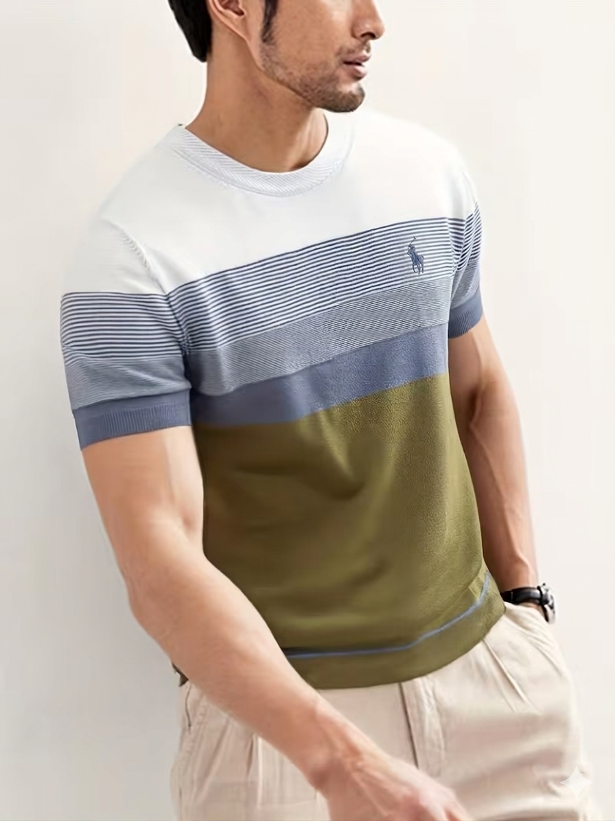 Men’s Premium Striped Knit T-Shirt – Casual Modern Style