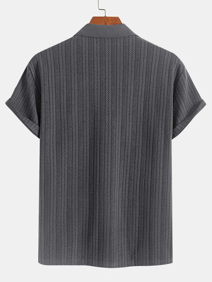 Men’s Textured Zip Polo – Premium Short Sleeve Casual Shirt