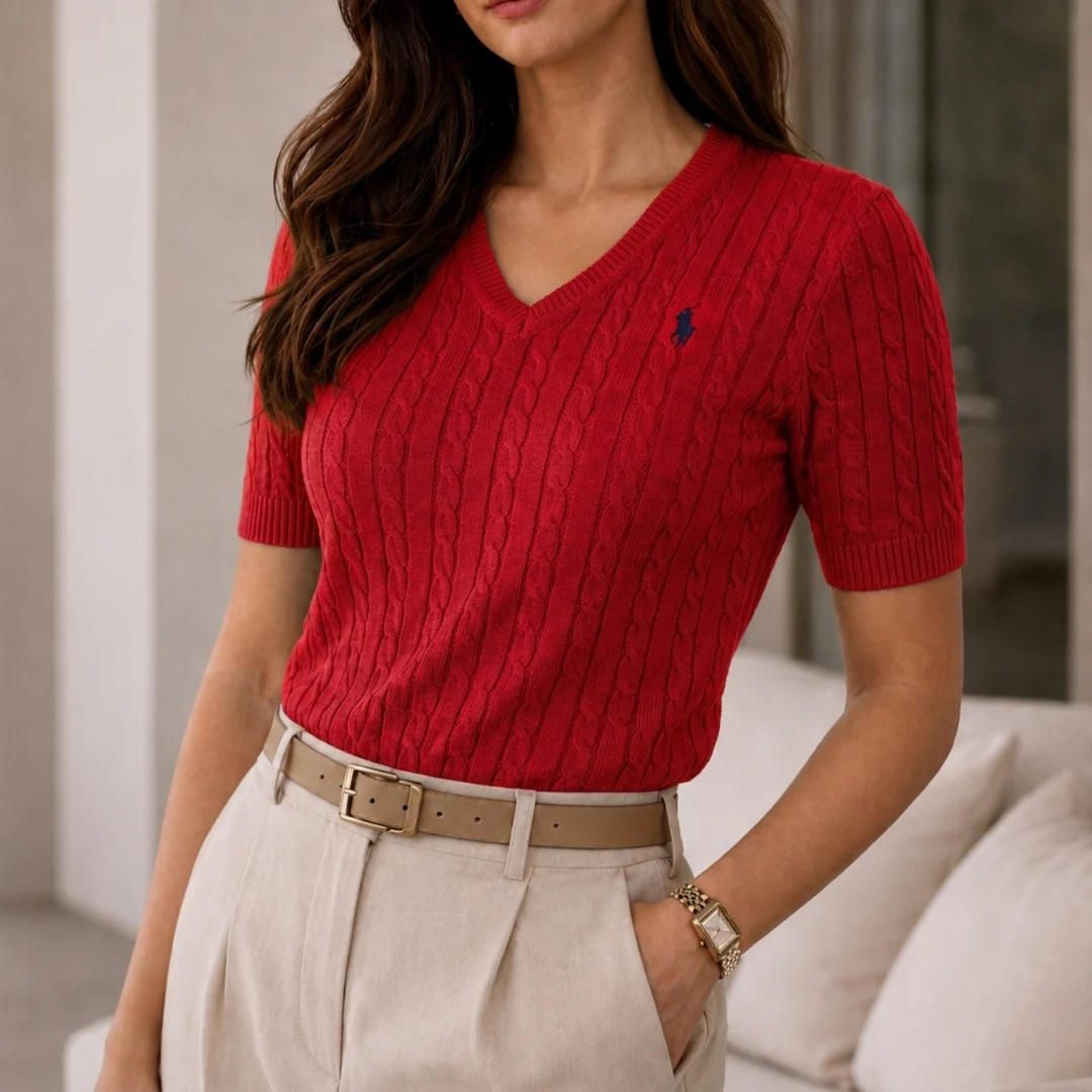 Luxe Knit V-Neck Tee - Clearance Sale