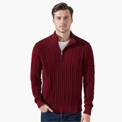 Men’s Premium Cable Knit Half-Zip Sweater – Classic Comfort & Modern Style