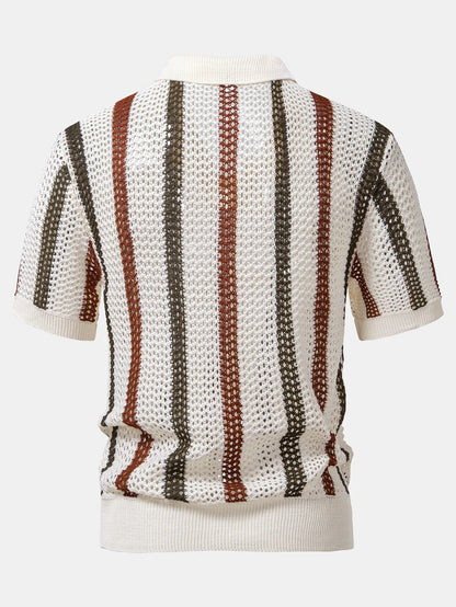 Men’s Summer Knit Set – Breathable Polo Shirt & Shorts Outfit