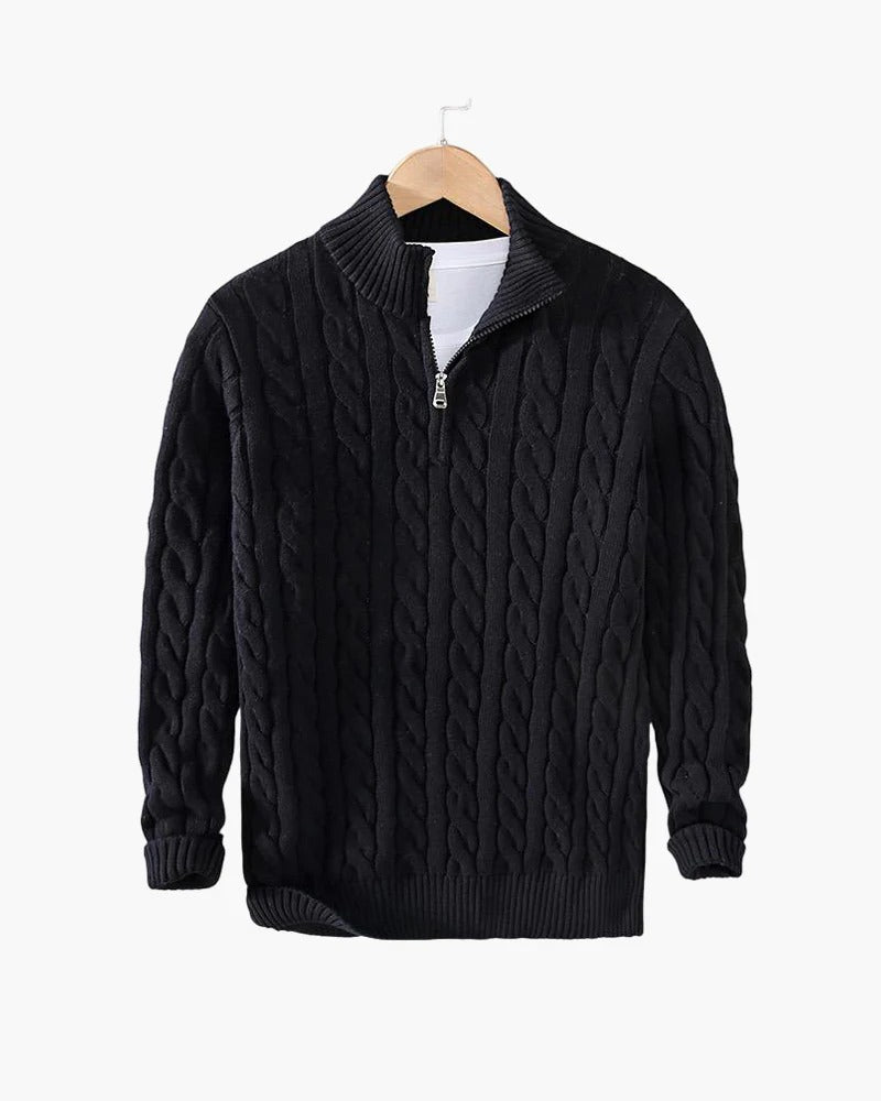 Men’s Premium Cable Knit Half-Zip Sweater – Classic Comfort & Modern Style