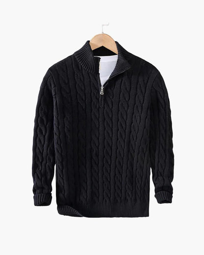 Men’s Premium Cable Knit Half-Zip Sweater – Classic Comfort & Modern Style