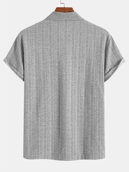 Men’s Textured Zip Polo – Premium Short Sleeve Casual Shirt