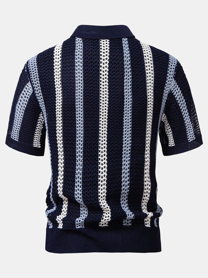 Men’s Summer Knit Set – Breathable Polo Shirt & Shorts Outfit