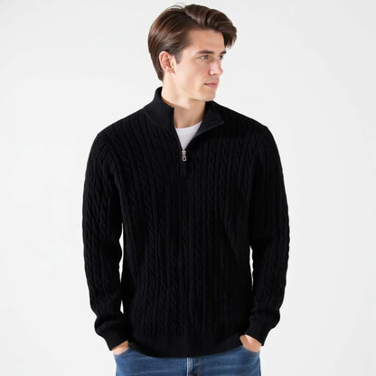 Men’s Premium Cable Knit Half-Zip Sweater – Classic Comfort & Modern Style