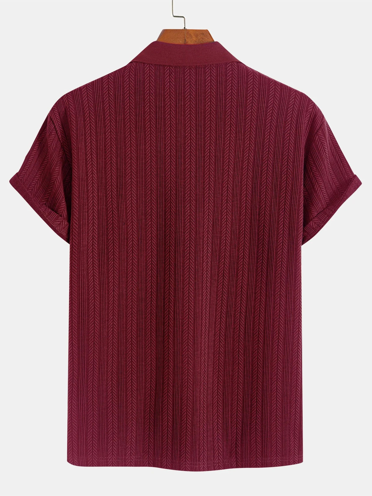 Men’s Textured Zip Polo – Premium Short Sleeve Casual Shirt