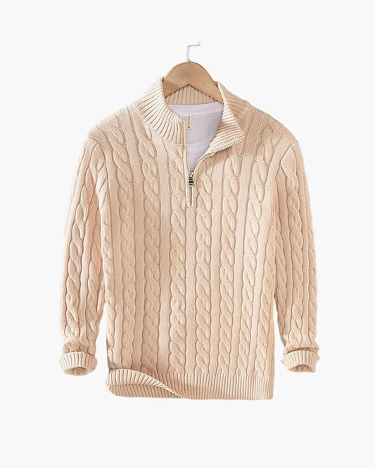 Men’s Premium Cable Knit Half-Zip Sweater – Classic Comfort & Modern Style