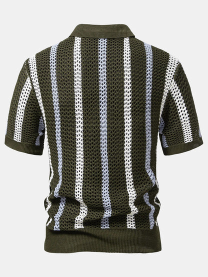 Men’s Summer Knit Set – Breathable Polo Shirt & Shorts Outfit