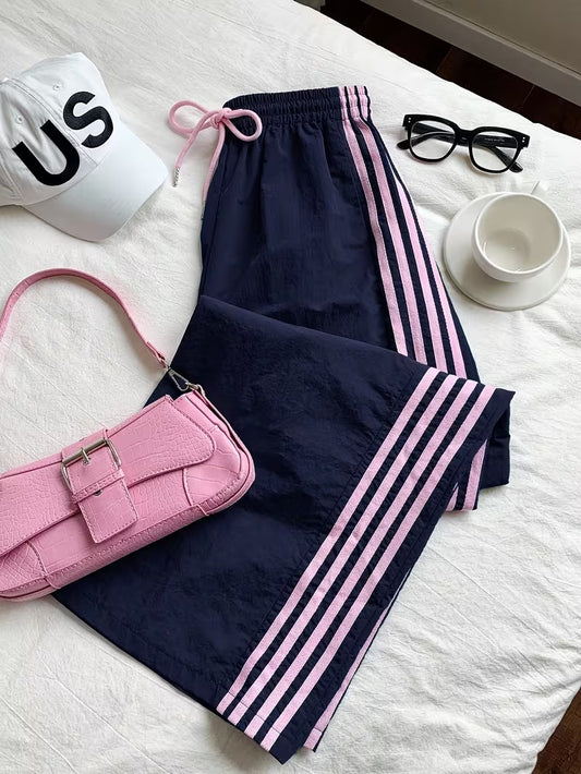 Sporty Side-Stripe Track Pants – Lightweight Comfort Fit