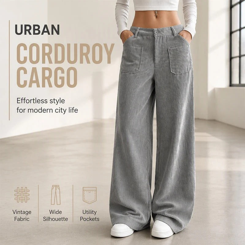 Women's Wide Leg Corduroy Pants – High Waist Casual Trousers