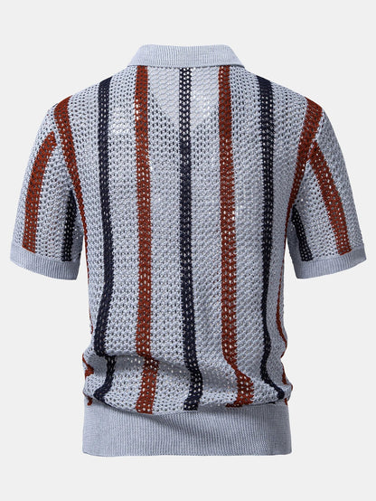 Men’s Summer Knit Set – Breathable Polo Shirt & Shorts Outfit