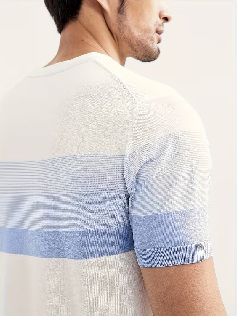 Men’s Premium Striped Knit T-Shirt – Casual Modern Style