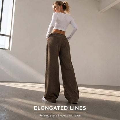 Women's Wide Leg Corduroy Pants – High Waist Casual Trousers
