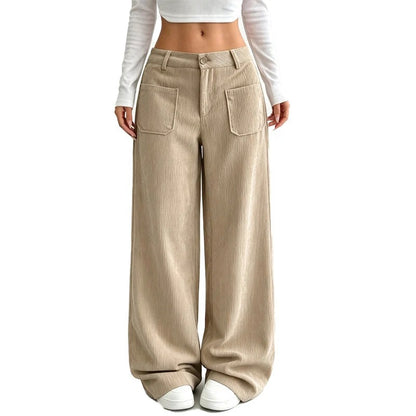 Women's Wide Leg Corduroy Pants – High Waist Casual Trousers