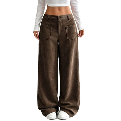 Women's Wide Leg Corduroy Pants – High Waist Casual Trousers
